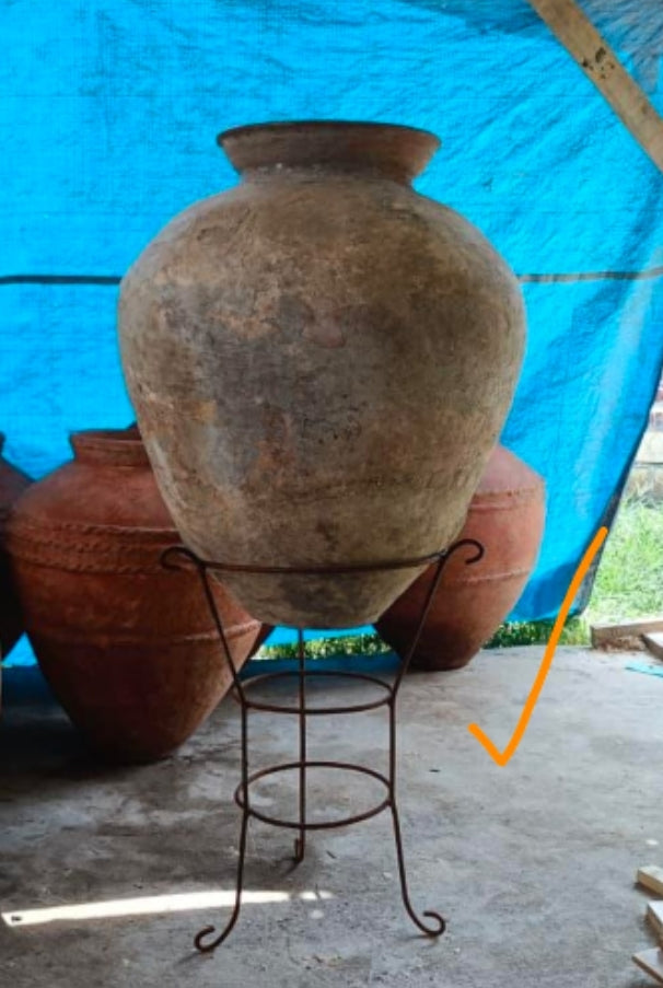 Vintage Terracotta urn on iron stand J103