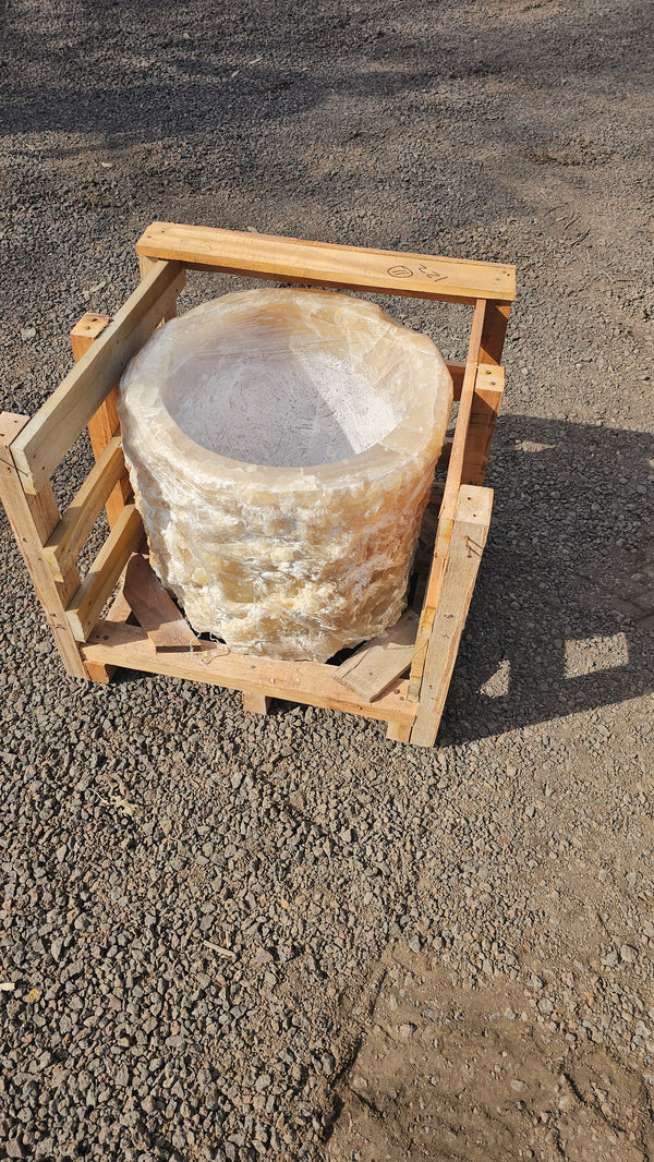 HAND CARVED ONYX STONE PLANTER #11