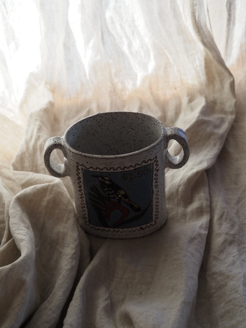 Wattle bird stamp vase