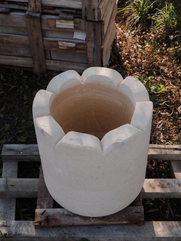 Hand carved limestone Clover pots