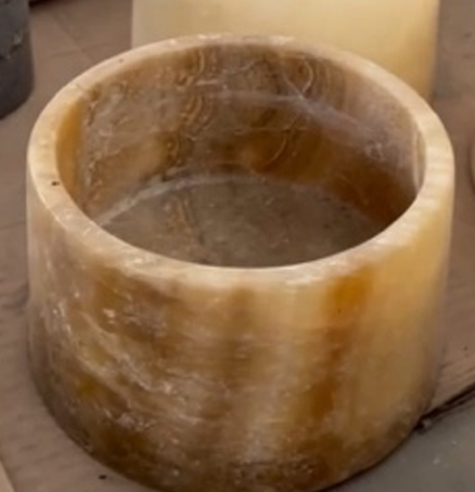Polished onyx pot 50cm D x 30cm H