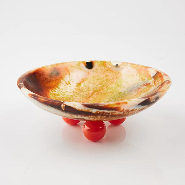 RESIN FRUIT BOWL WITH LEGS TOFFEE