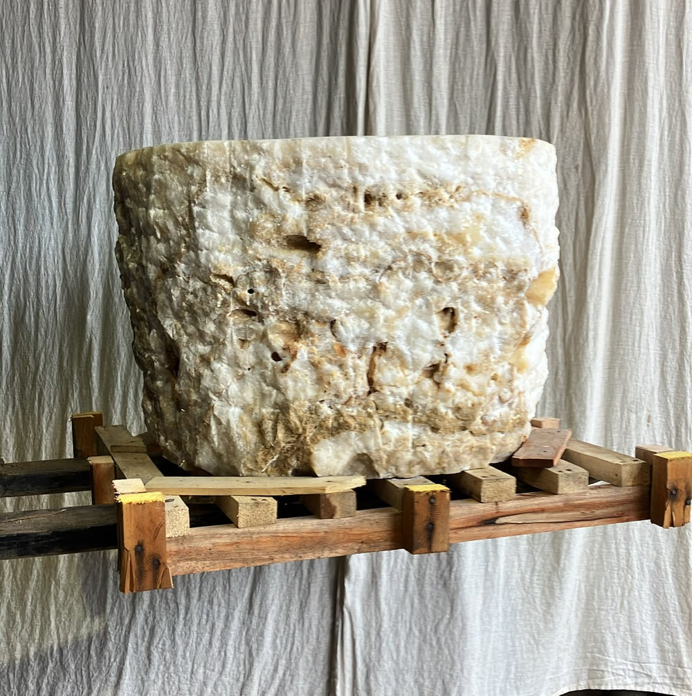 Hand Carved Raw Onyx Planter - #1  71cm wide x 49cm high