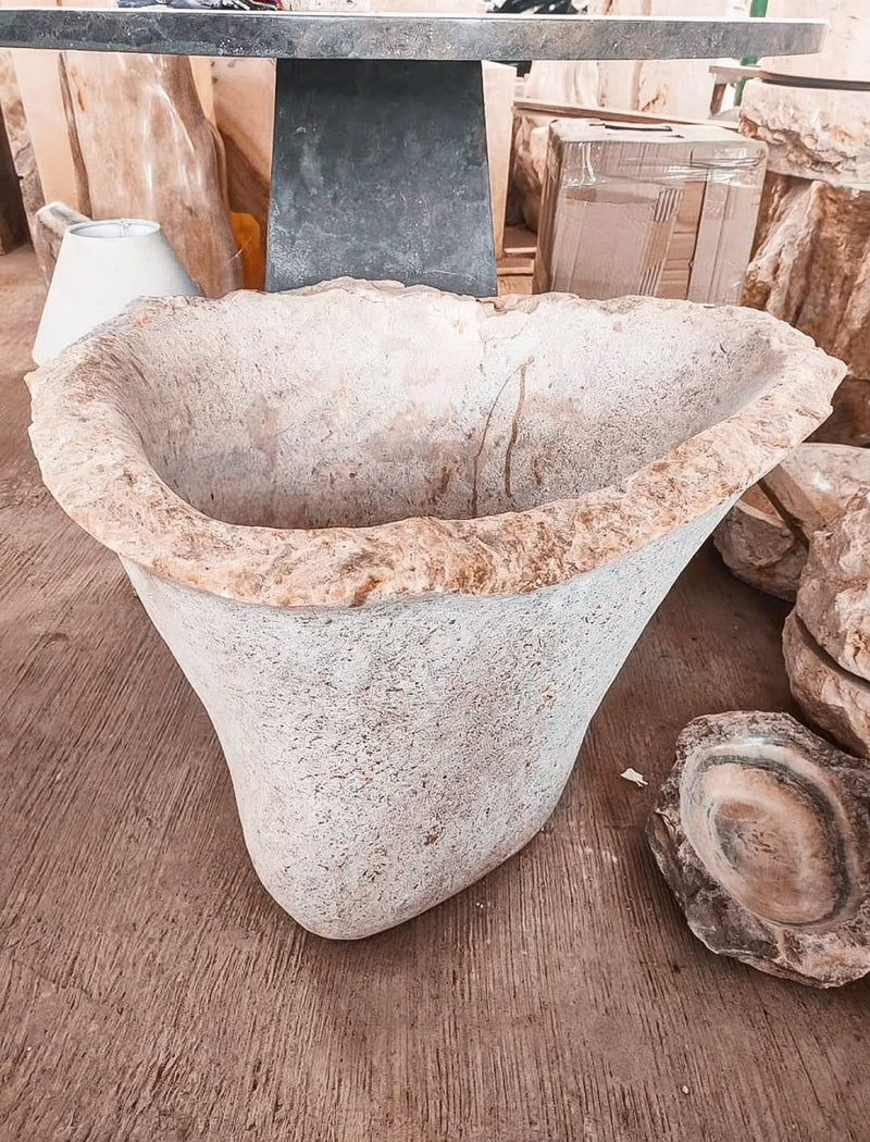 HAND CARVED ONYX STONE PLANTERS