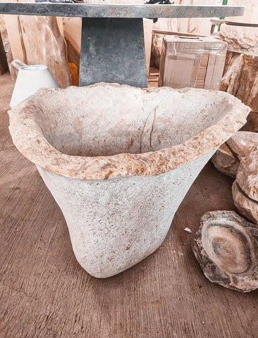 HAND CARVED ONYX STONE PLANTERS