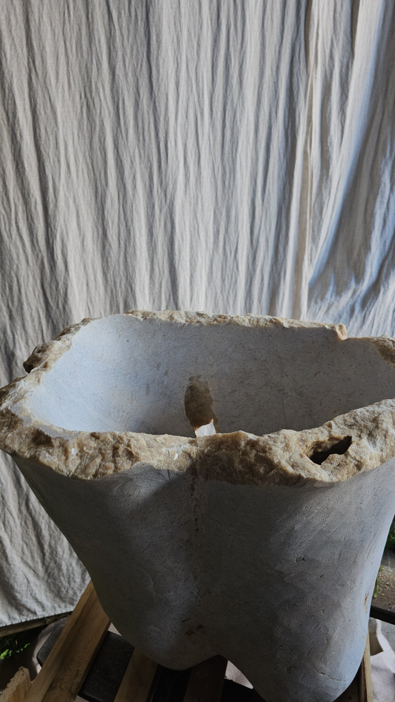 HAND CARVED RAW ONYX STONE PLANTERS
