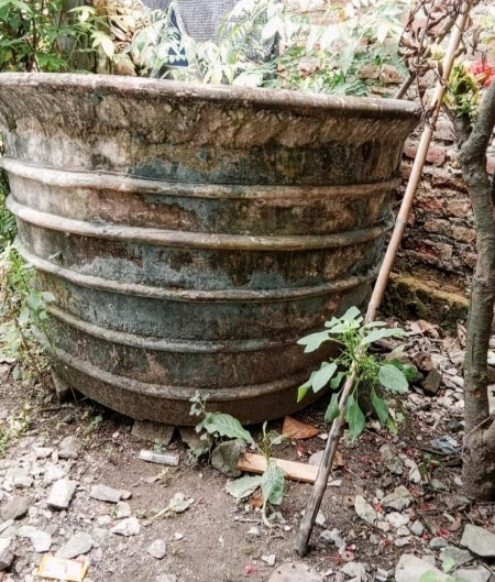 Vintage ribbed terracotta pot