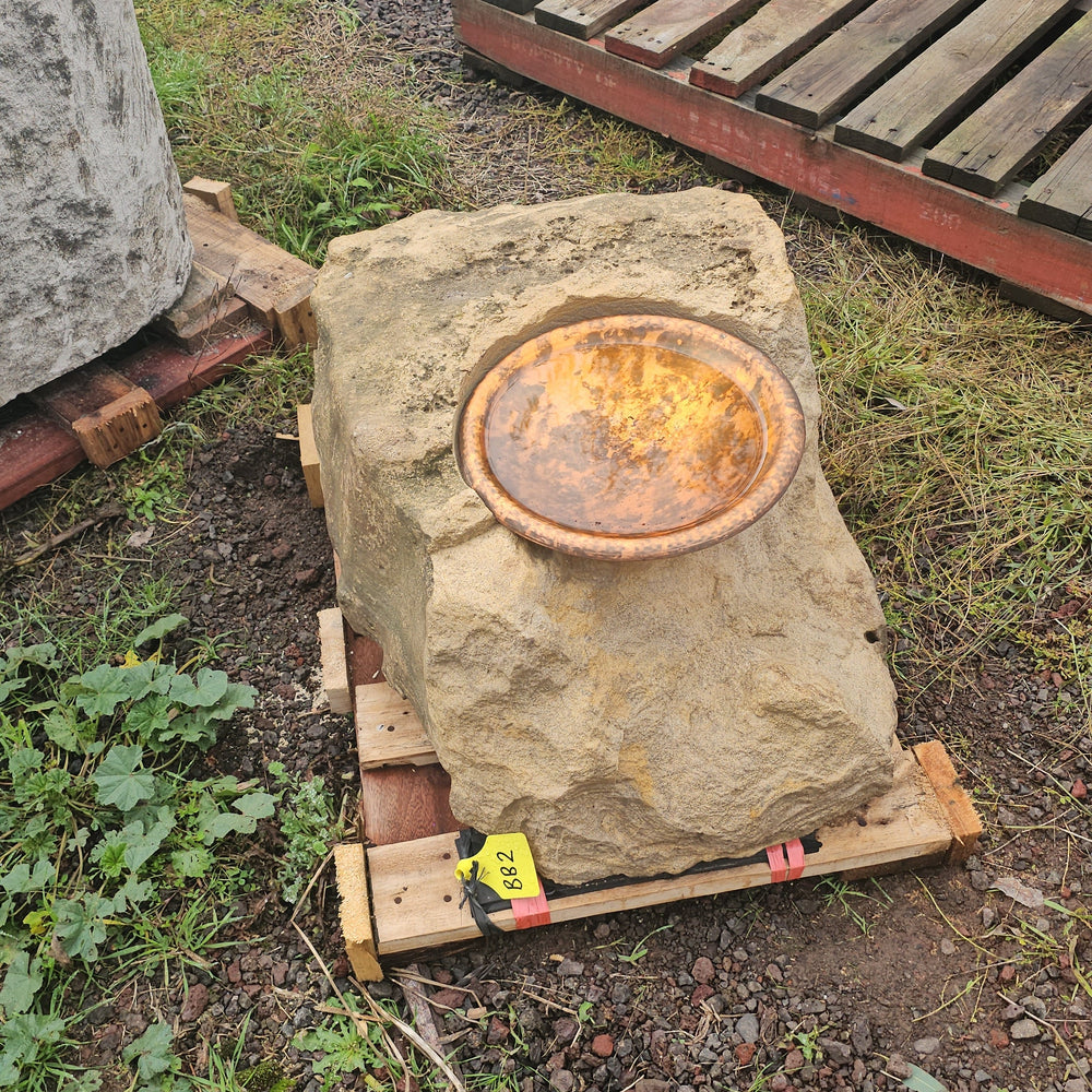 BB2 Copper and Stone Bird Bath