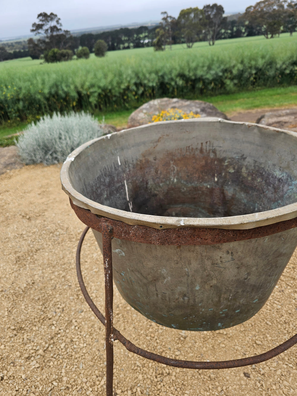 Vintage copper laundry tub on original stand