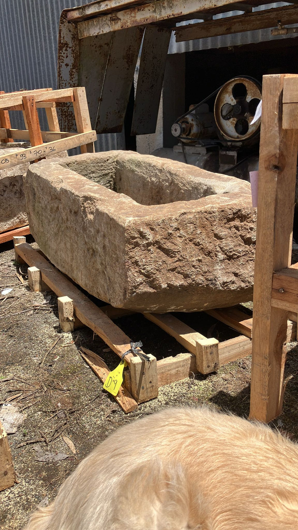Vintage limestone trough converted to fountain D9