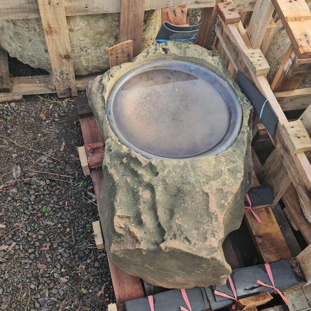 BB3 Copper and Stone Bird Bath
