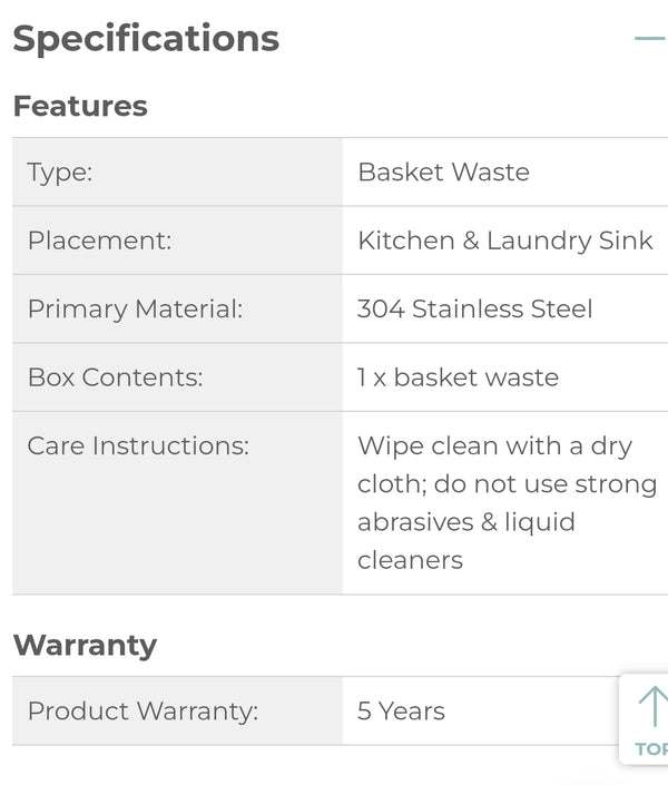 Stainless Steel Sink Basket Waste GOLD