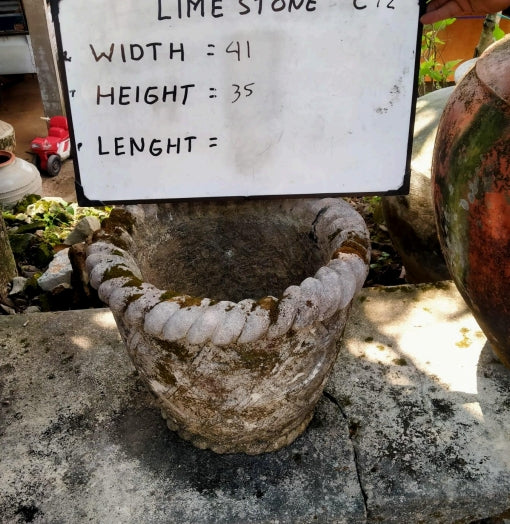 Vintage Limestone Pot J16 41x41x35cm