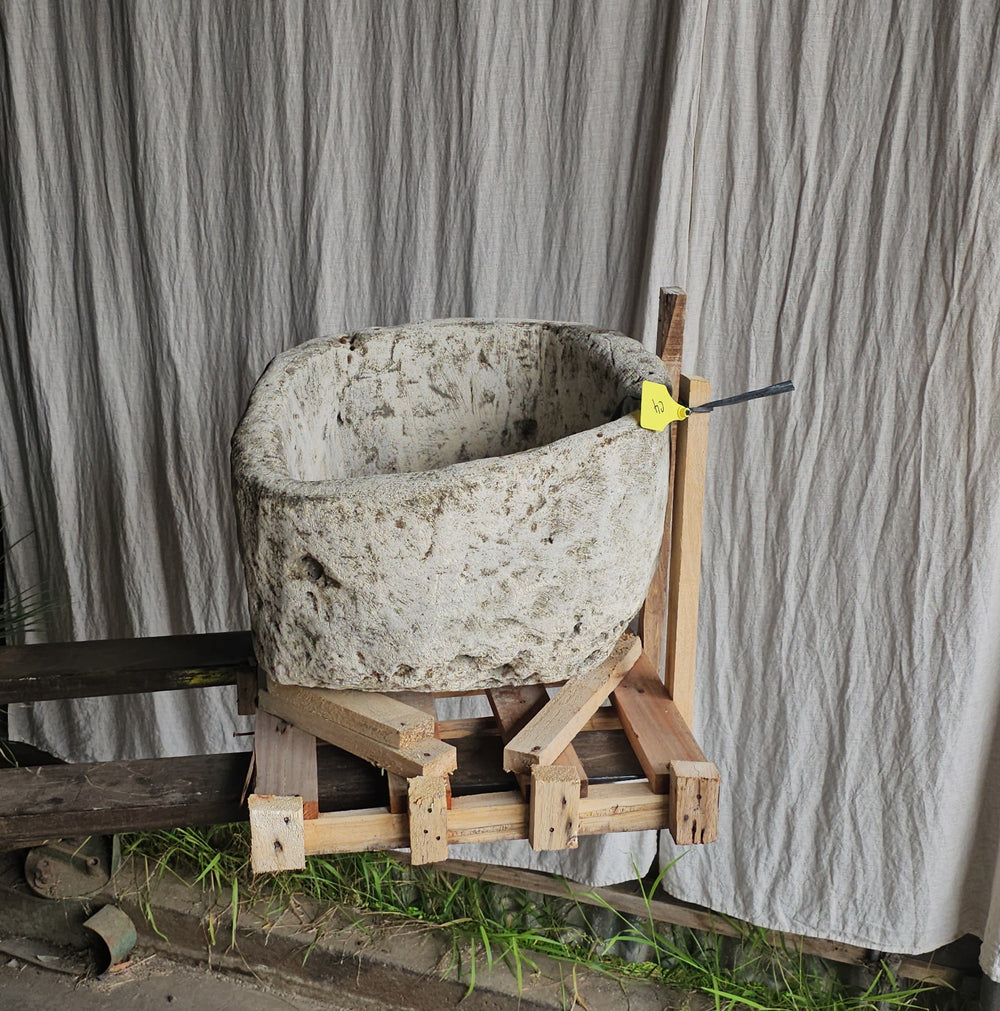 Vintage limestone trough converted to fountain C4