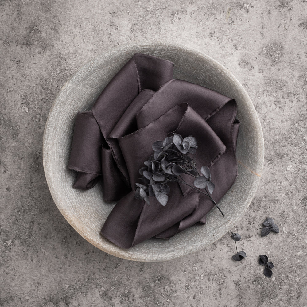 Silk Habotai Ribbon #38 CHARCOAL