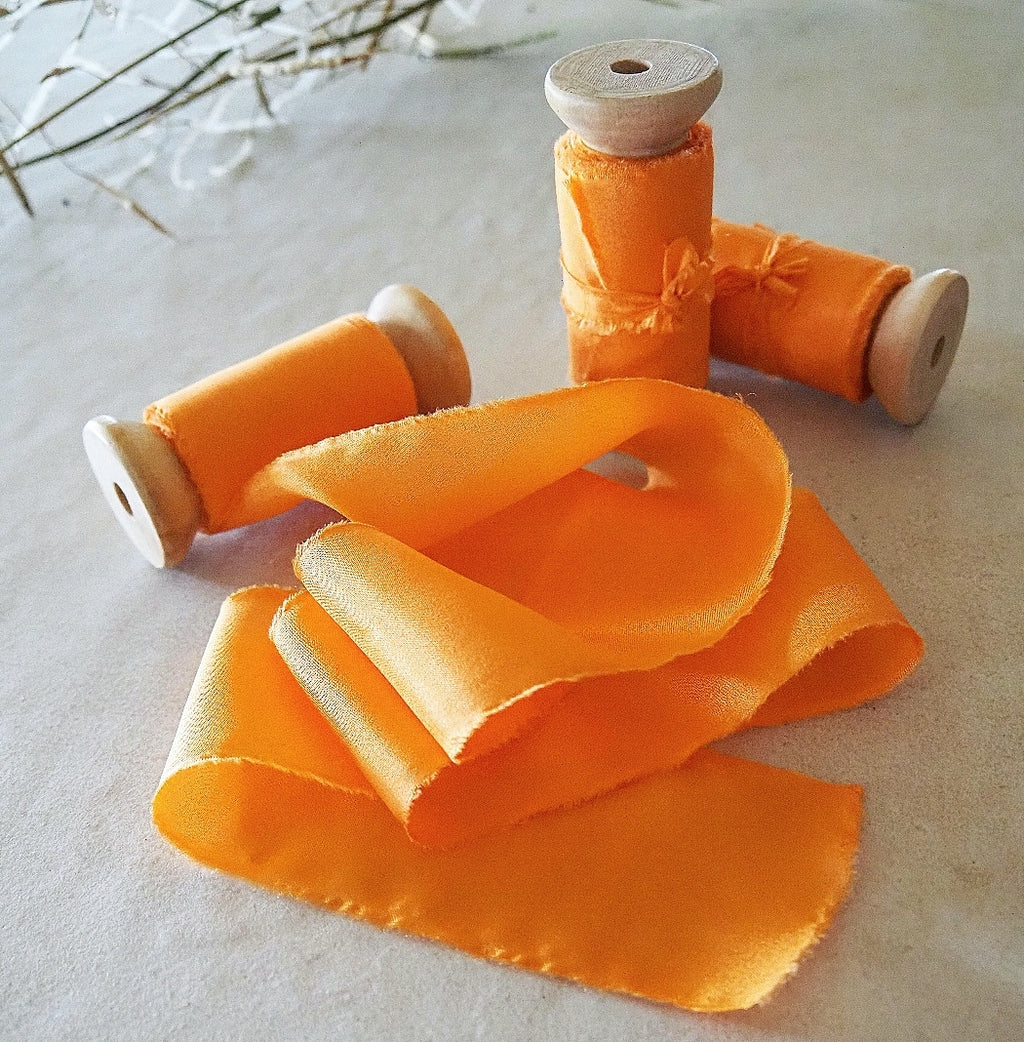 Silk Habotai Ribbon #80 MANDARIN – Big Daisy